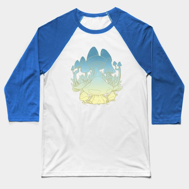 Mushroom Floor - Blue Vanilla Baseball T-Shirt by mbarts.studio